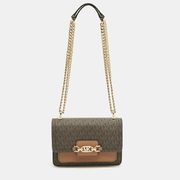 Michael Kors Brown Signature Coated Canvas Extra Small Heather Shoulder Bag 1214206