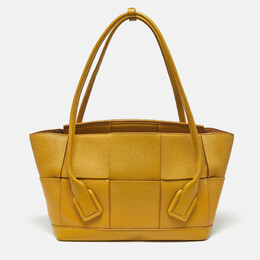 Bottega Veneta Mustard Yellow Leather Maxi Intrecciato Arco 33 Bag 1213321