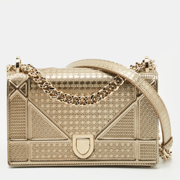 Christian Dior Gold Microcannage Patent Leather Small Christian Diorama Shoulder Bag 1214088