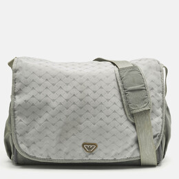 Emporio Armani Grey Logo Jacquard Nylon Baby Changing Bag 1213874