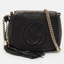 Gucci Black Leather Soho Flap Chain Crossbody Bag 1213397