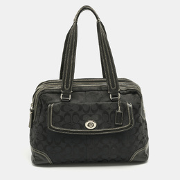 Coach Black Signature Canvas and Leather Front Pocket Satchel 1214102