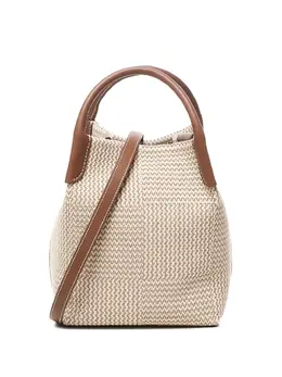 Loro Piana mini woven leather-trimmed tote bag 31972849