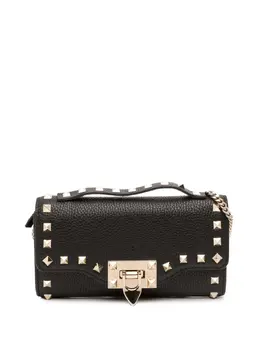 Valentino Garavani 2000-2017 Pebbled Calfskin Rockstud Flip Lock Wallet On Chain satchel 32140886