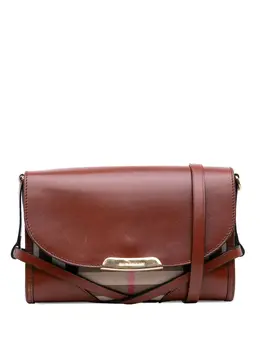 Burberry 2000-2017 Leather and House Check Canvas Bridle Abbott crossbody bag 32139961