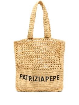 Сумка-тоут Patrizia Pepe с вышитым логотипом, нейтральный 2b0124v039 | нейтральные цвета
