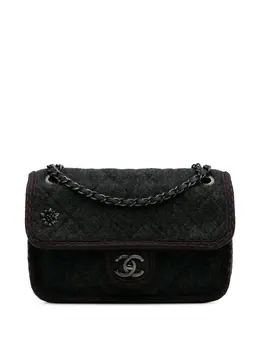 Chanel 2015-2016 Paris-Salzburg Medium Quilted Wool Edelweiss Flap crossbody bag 32139997