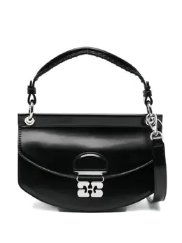 Ganni curved leather cross body bag 32015683