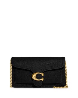 Маленький кожаный клатч с цепочкой и полосками Coach, цвет Black 4554034 | black/gold