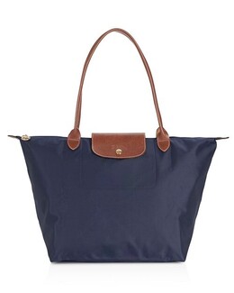 Большая нейлоновая сумка через плечо Le Pliage Original Longchamp, цвет Blue 641314 | navy/gold