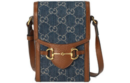 Сумка для телефона Gucci Horsebit 1955, синий/коричневый 625615-2kqgg-8375