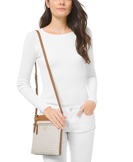 Сумка через плечо с логотипом Jet Set, маленький размер, север, юг Michael Kors 12163262 | vanilla/ acorn