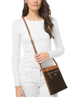 Сумка через плечо с логотипом Jet Set, маленький размер, север, юг Michael Kors 12163262 | brown/ acorn
