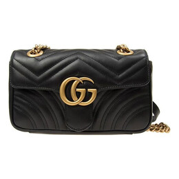 Сумка gg marmont leather single-shoulder chain bag mini black Gucci, черный 446744-dtdit-1000 | black