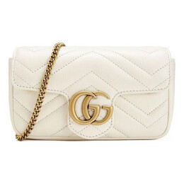 Сумка silver gg marmont leather tote bag 'white' Gucci, белый 476433-dsvrt-9022 | white