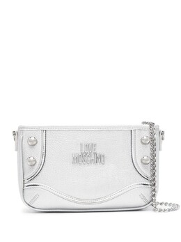 Сумка на плечо с эффектом металлик и логотипом Love Moschino, серебристый jc4144pp1il11 | серебристый