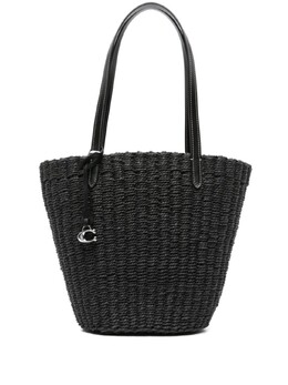 Coach маленькая соломенная сумка-тоут, черный cq785 | черный