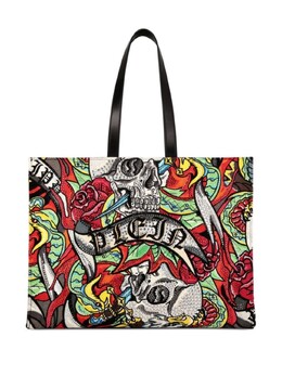 Philipp Plein сумка-шопер с принтом Tattoo, красный fadawba1996ple005n | красный