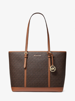 Большая сумка-тоут с логотипом Jet Set Travel Michael Kors, коричневый 35t0gtvt3v | brown