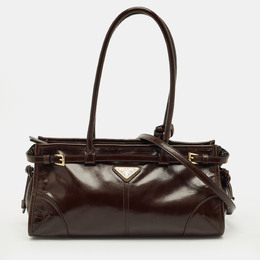 Prada Dark Brown Leather Medium Bonnie Shoulder Bag 1216398