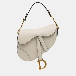 Christian Dior White Mini Grained Calfskin Saddle Bag 1216498