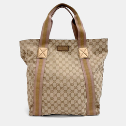 Gucci Beige Canvas Jacquard Tricolor Tote Bag 1216342