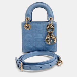 Christian Dior Blue Leather Patent Micro Lady Bag 1216391