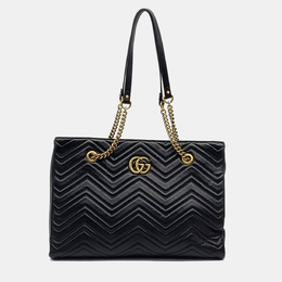 Gucci Black Leather Medium Matelasse Shoulder Bag 1216364