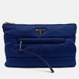 Prada Blue Fabric Padded Clutch 1216369