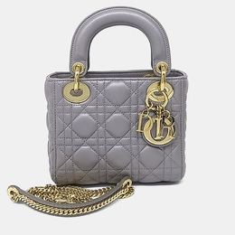 Christian Dior Grey Leather Lady Bag Mini 1216356