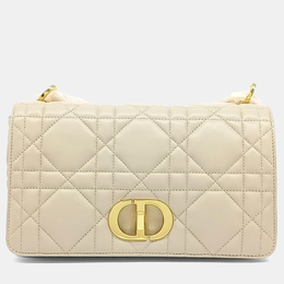 Christian Dior Cream Leather Caro Bag Medium 1216351