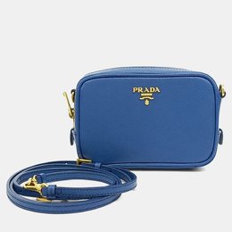 Prada Blue Leather Saffiano Mini Crossbody Bag 1216358