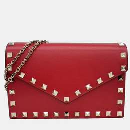 Valentino Red Leather Rockstud Chain Crossbody Bag 1216200