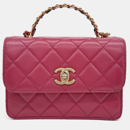 Chanel Pink Leather Top Handle Shoulder Bag 1216253