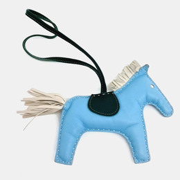 Hermes Leather Blue Rodeo Bag Charm Medium 1216126