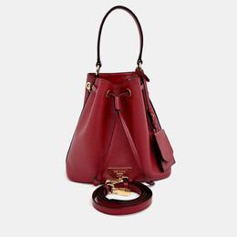Prada Red Leather Saffiano Bucket Tote and Crossbody Bag 1216106