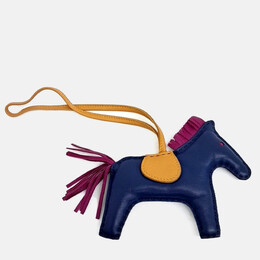 Hermes Blue Leather Pegasus Rodeo Bag Charm Medium 1216138