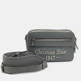 Christian Dior Grey Leather Safari Messenger Bag 1216178