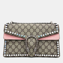 Gucci Beige Pink Canvas and Leather Dionysus Chain Shoulder Bag 1216139