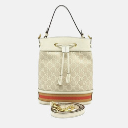 Gucci White Fabric and Leather Ophidia Small Bucket Bag 1216035