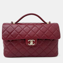 Chanel Burgundy Leather top handle chain shoulder bag 1216038