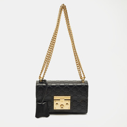 Gucci Black Guccissima Leather Small Padlock Shoulder Bag 1216009