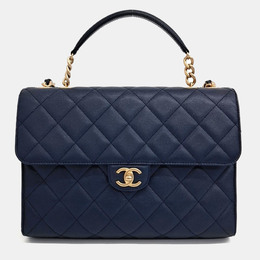 Chanel Navy Blue Leather Caviar Chain Tote and Shoulder Bag 1216046