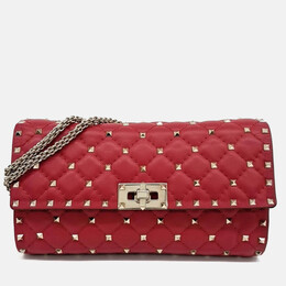 Valentino Red Leather Rockstud Chain Crossbody Bag 1216031