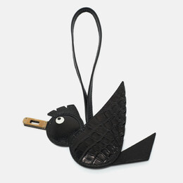 Hermes Noir Alligator and Swift Leather Birdy Bag Charm 1215888