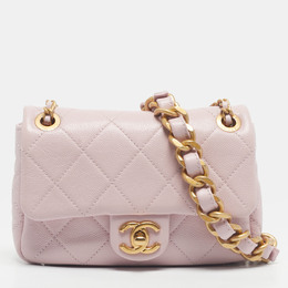 Chanel Pink Quilted Caviar Leather Mini Rectangular Flap Bag 1215851