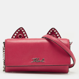 Karl Lagerfeld Red Leather K/Rocky Choupette Crossbody Bag 1215727
