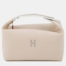 Hermes Brid a Black GM Beige Canvas Bag 1215807