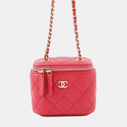 Chanel Matelasse Pink Caviar Leather Mini Vanity Chain Shoulder Bag 1215787