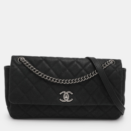 Chanel Matte Black Quilted Caviar Leather Medium Lady Pearly Flap Bag 1215607